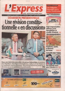 L'Express de Madagascar: No 6836; Samedi 9 septembre 2017