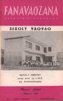 Fanavaozana: Gazetim-Piangonana: No. 9 Taona Fahavalo: Septembre 1960