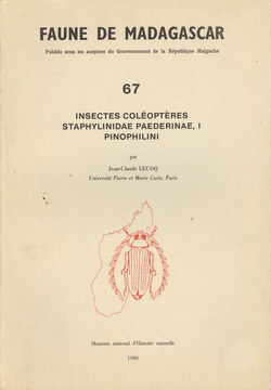 Faune de Madagascar: 67: Insectes Coléoptères, Staphylinidae Paederinae, I Pinophilni