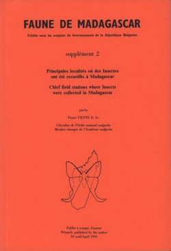 Faune de Madagascar: Supplément 2: Principales localités où des Insectes ont été recueillis à Madagascar / Chief field stations where Insects were collected in Madagascar