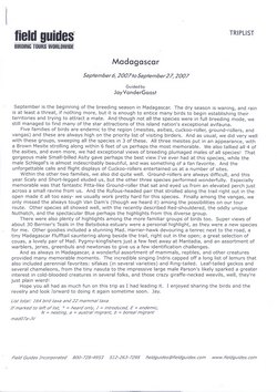 Field Guides Triplist: Madagascar 2007: September 6, 2007 to September 27, 2007