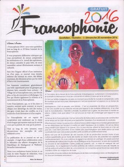 Francophonie 2016: Numéro 1; Dimanche 20 novembre 2016