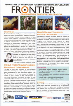 Newsletter of the Society for Environmental Exploration: Frontier: Conservation through Exploration: Volume I, Issue I: Summer 2005