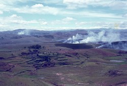 Soavinandriana landscape with tavy burning