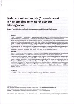 Kalanchoe darainensis (Crassulaceae), a new species from northeastern Madagascar