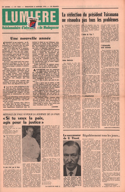 Lumière: Hebdomadaire d'Information de Madagascar: No. 1858 – Dimanche 2 Janvier 1972