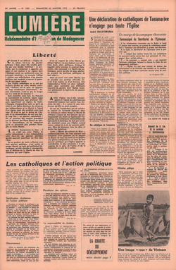 Lumière: Hebdomadaire d'Information de Madagascar: No. 1861 – Dimanche 23 Janvier 1972