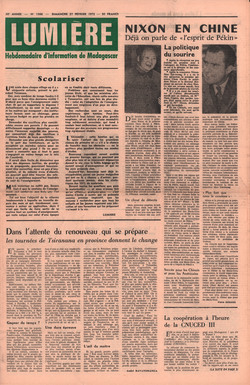 Lumière: Hebdomadaire d'Information de Madagascar: No. 1866 – Dimanche 27 Février 1972