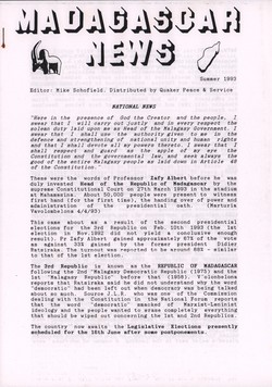 Madagascar News: Summer 1993