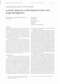 Scientific Bases for a Participatory Forest Landscape Management: [New Research Project in Central Menabe]