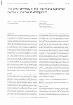 The Lemur Diversity of the Fiherenana-Manombo Complex, Southwest Madagascar