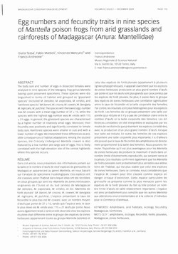 Egg Numbers and Fecundity Traits in Nine Species of Mantella Poison Frogs from Arid Grasslands and Rainforests of Madagascar (Anura: Mantellidae)