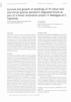 Survival and Growth of Seedlings of 19 Native Tree and Shrub Species Planted in Degraded Forest as Part of a Forest Restoration Project in Madagascar's Highlands