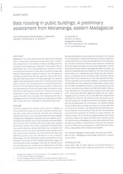 Bats roosting in public buildings: A preliminary assessment from Moramanga, eastern Madagascar