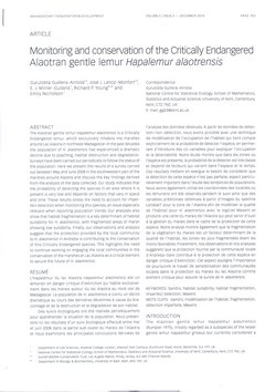 Monitoring and conservation of the Critically Endangered Alaotran gentle lemur Hapalemur alaotrensis