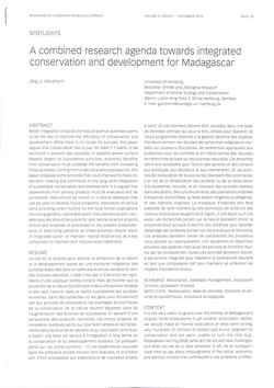 A combined research agenda towards integrated conservation and development for Madagascar