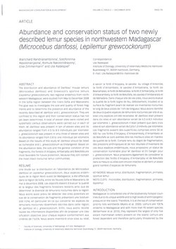 Abundance and conservation status of two newly described lemur species in northwestern Madagascar (Microcebus danfossi, Lepilemur grewcockorum)