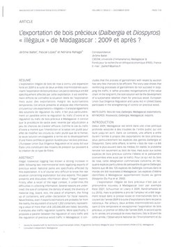 L'exportation de bois précieux (Dalbergia et Diospyros) « illégaux » de Madagascar : 2009 et après ?