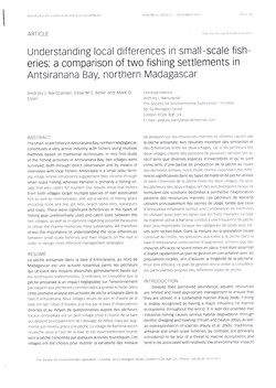 Understanding local differences in small-scale fisheries: a comparison of two fishing settlements in Antsiranana Bay, northern Madagascar