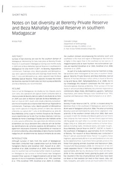 Notes on bat diversity at Berenty Private Reserve and Beza Mahafaly Special Reserve in southern Madagascar