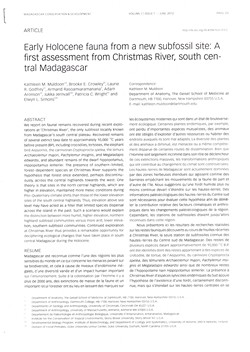 Early Holocene fauna from a new subfossil site: A first assessment from Christmas River, south central Madagascar