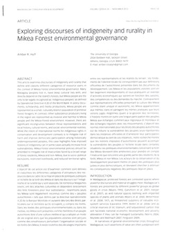 Exploring discourses of indigeneity and rurality in Mikea Forest environmental governance