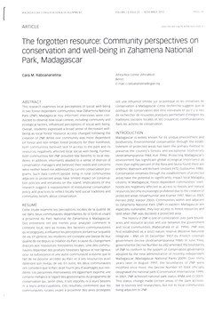 The forgotten resource: Community perspectives on conservation and well-being in Zahamena National Park, Madagascar