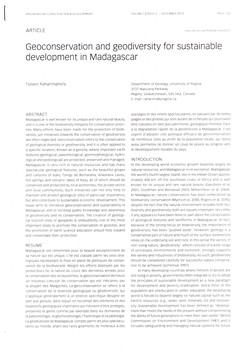 Geoconservation and geodiversity for sustainable development in Madagascar