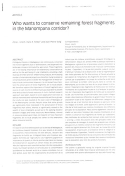 Who wants to conserve remaining forest fragments in the Manompana corridor?