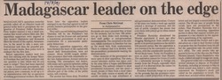 Madagascar leader on the edge: 17 July 1991