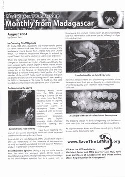 Monthly from Madagascar: Madagascar Fauna Group: August 2004: Volume 1, Issue 1
