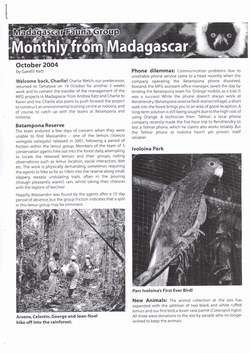 Monthly from Madagascar: Madagascar Fauna Group: October 2004: Volume 1, Issue 3