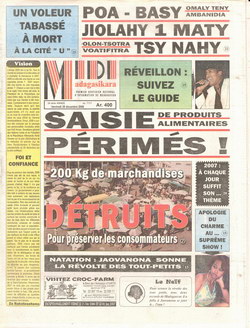 Midi Madagasikara: Vendredi 29 décembre 2006