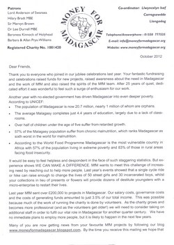 Money for Madagascar Letter: October 2012