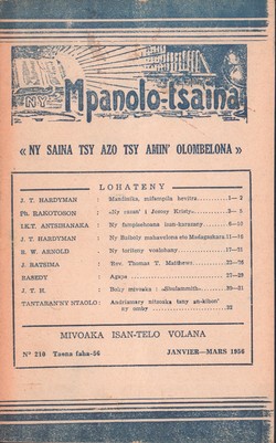 Ny Mpanolo-tsaina: No. 210: Janvier-Mars 1956