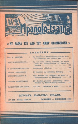 Ny Mpanolo-tsaina: No. 221: Octobre-Dcembre 1958