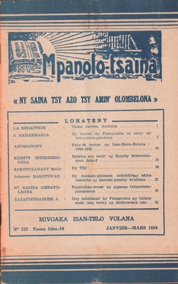 Ny Mpanolo-tsaina: No. 222: Janvier-Mars 1959