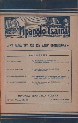 Ny Mpanolo-tsaina: No. 223: Avril-Juin 1959