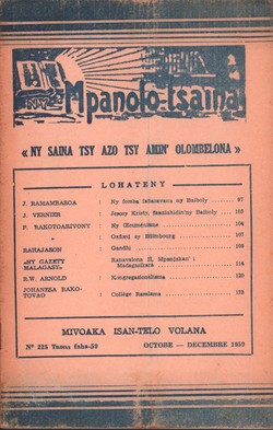 Ny Mpanolo-tsaina: No. 225: Octobre-Décembre 1959
