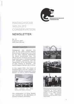 Madagascar Wildlife Conservation Newsletter: No. 10, August 22, 2007