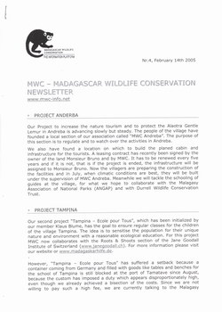 Madagascar Wildlife Conservation Newsletter: Nr. 4, February 14th 2005