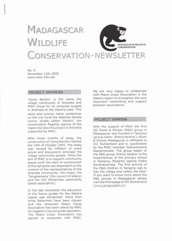 Madagascar Wildlife Conservation Newsletter: No. 6, November 12th 2005