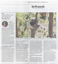 Q&A: Hilary Bradt on the Changes in Madagascar: The New York Times Travel supplement, Sunday September 28, 2014