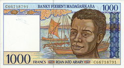 1000 Francs (Roan-Jato Ariary): Banky Foiben'i Madagasikara