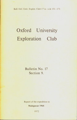 Report of the expedition to Madagascar 1968
