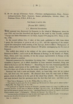 On the Aye-aye (Chiromys, Cuvier; Chiromys madagascariensis, Desm.; Sciurus madagascariensis, Gmel., Sonnerat; Lemur psilodactylus, Schreber, Shaw): Read January 14 and 28, 1862