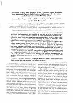 Conservation Genetics of the Radiated Tortoise (Astrochelys radiata) Population from Andohahela National Park, Southeast Madagascar, with a Discussion on the Conservation of This Declining Species