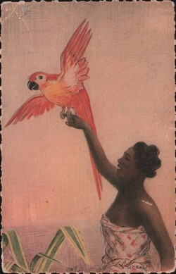 10. Madagascar - Femme au perroquet: Exposition Coloniale Internationale de Paris 1931