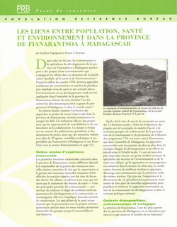 Les Liens entre Population, Santé et Environnement dans la Province de Fianarantsoa à Madagascar