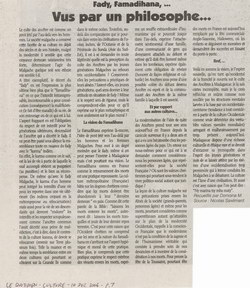 Fady, Famadihana, ... Vus par un Philosophe...: Le Quotidien Article (10 December 2004)